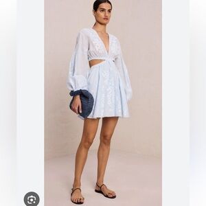 A.L.C. Sky Blue Mini Dress with Cutout Details